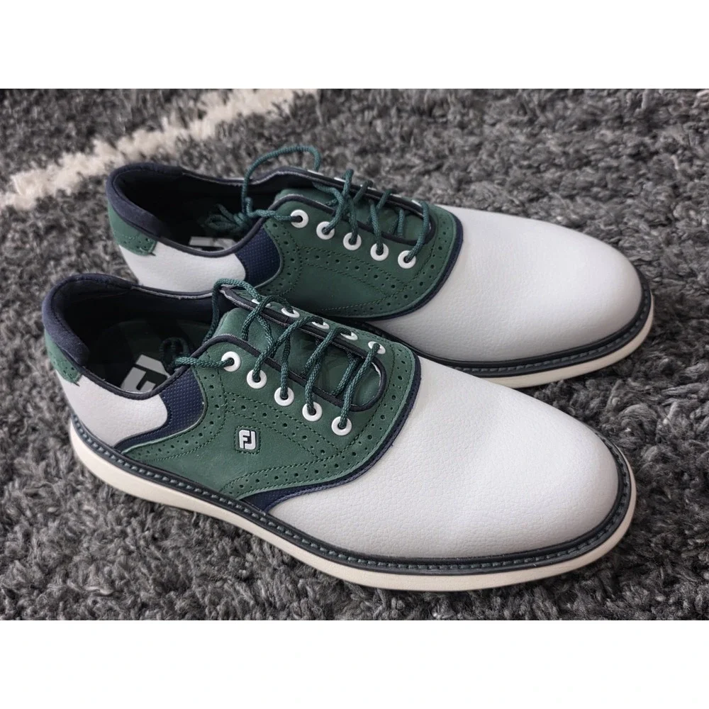 New Footjoy Traditions Mens Size 9M White/Navy/Olive #57969